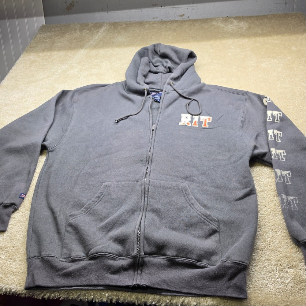 Jansport RIT Rochester Institute of Technology Full Zip Hoodie Gray Mens L